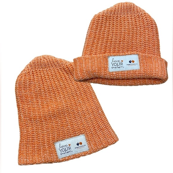 Love your Melon Orange Cuffed Style Knit‎ Beanie 100% Cotton Made in USA - Picture 1 of 4